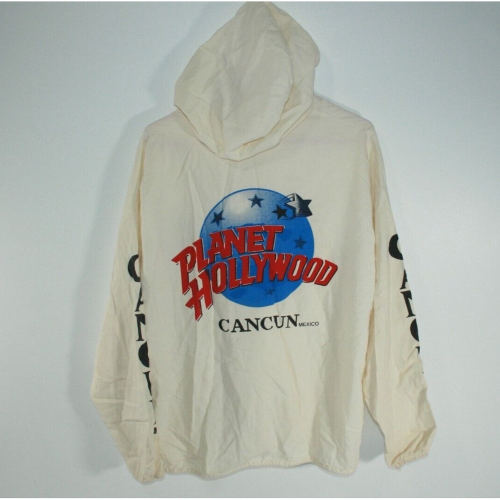 Rare Vintage Planet Hollywood Cancun‎ Mexico Zip-Up Hooded Jacket Hoodie Large